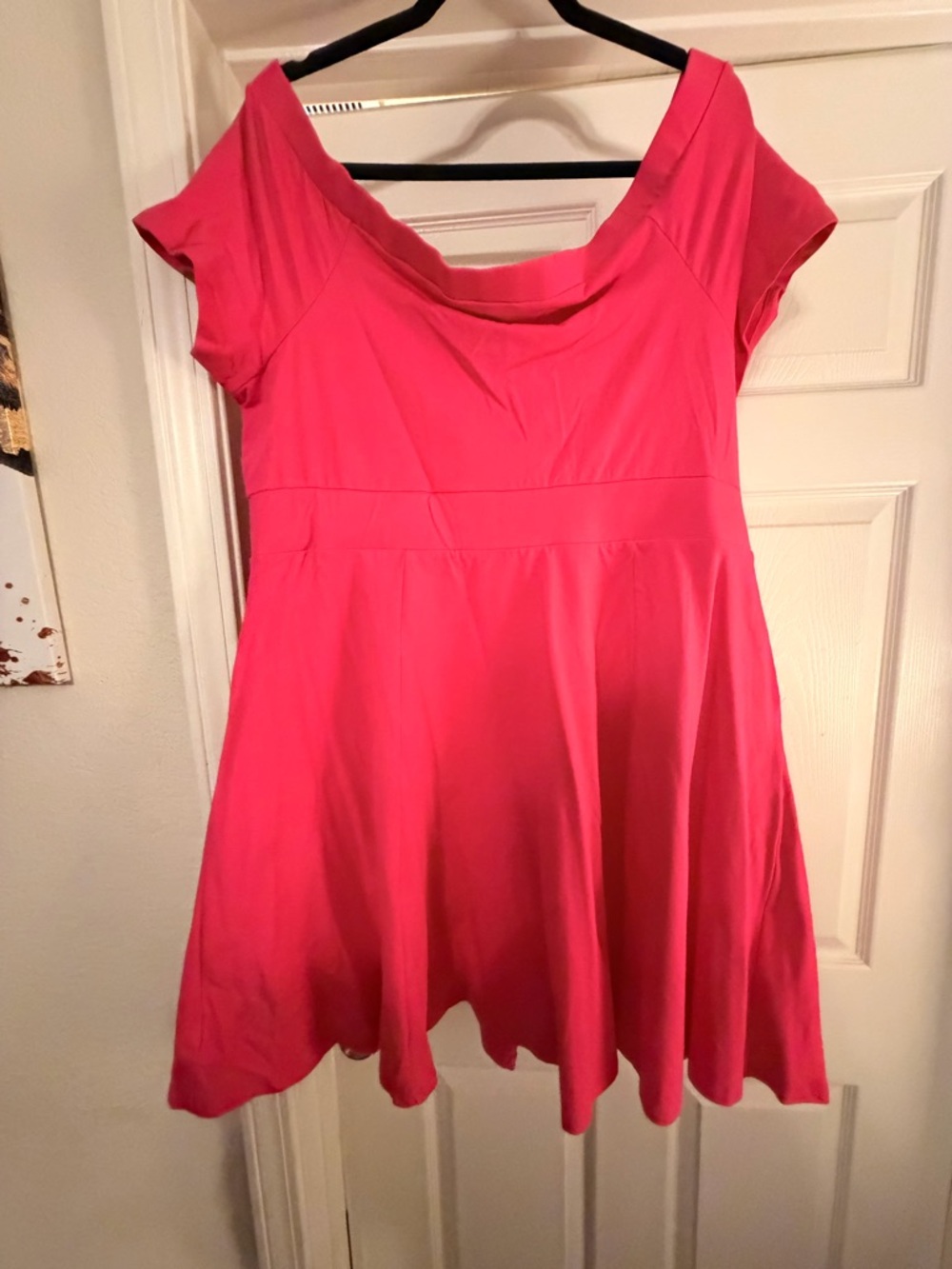 torrid off the shoulder Hot Pink Fit-and-Flare Mini Dress - Picture 4 of 8